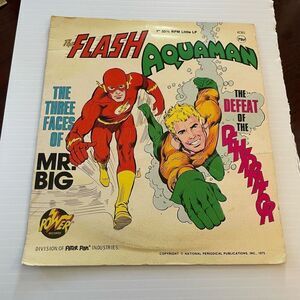 The Flash and Aquaman Vintage 45” Record! Rare! 1975. Peter Pan Industries.